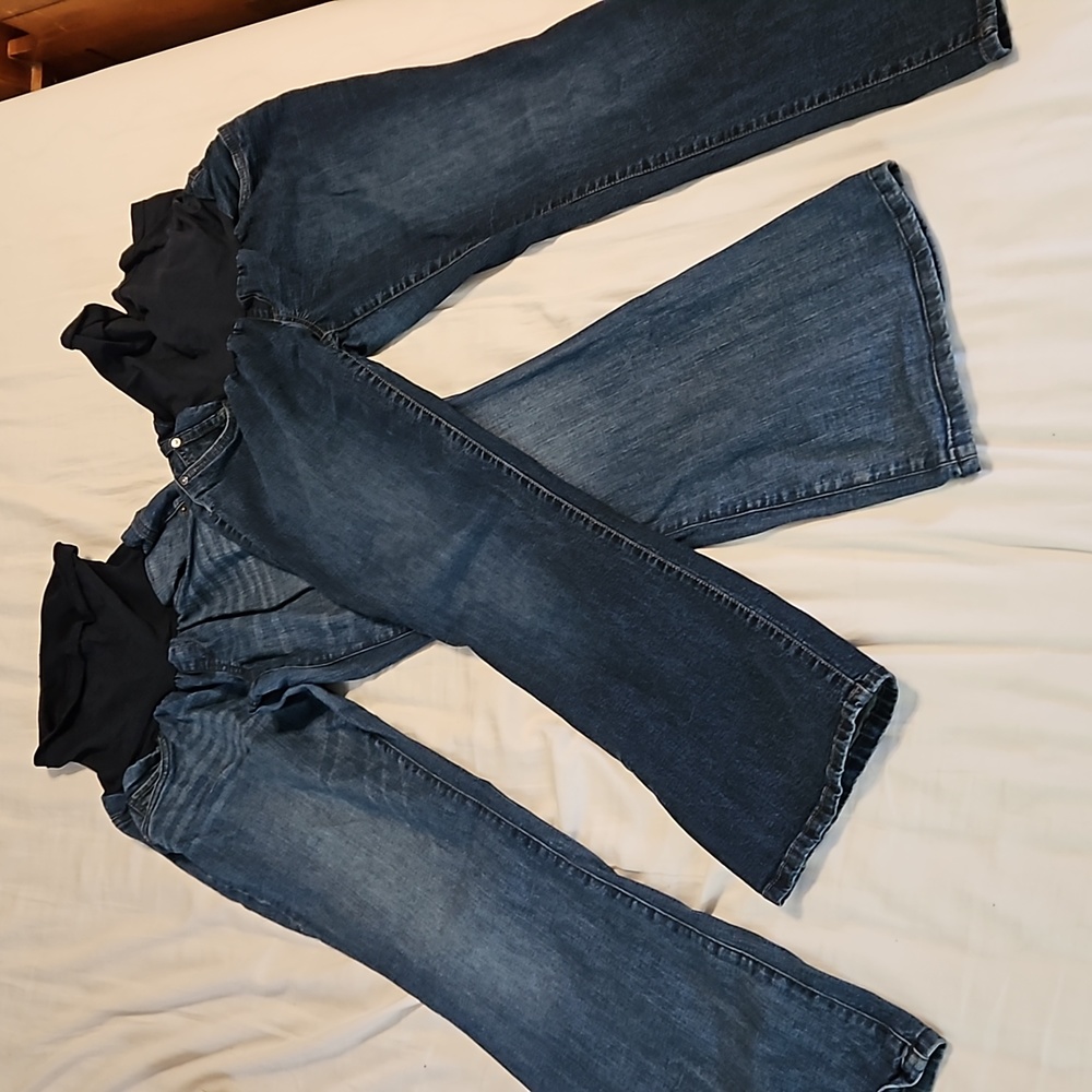 Set of Two Pairs Maternity Dark Wash Bootcut/Flare Jeans, Size L/XL